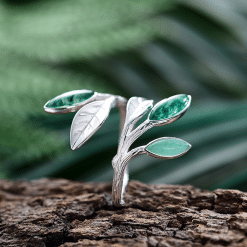 Bague Aventurine - Feuillage de printemps Argent