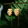 Boucles d'Oreilles - Feuilles de Monstera dorée