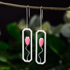 Boucles d'oreilles Nacre - La tulipe (argent Rose)