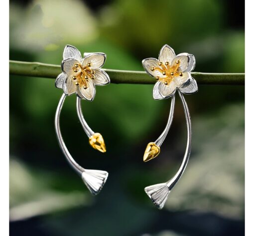 Boucles d'oreilles en Argent "-Chuchotement doré OR"