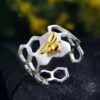 Bague Argent - Nid d'Abeille