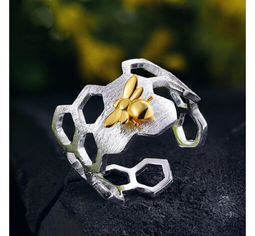 Bague Argent - Nid d'Abeille