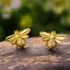 Boucles d'Oreilles Abeilles dorées - argent S925