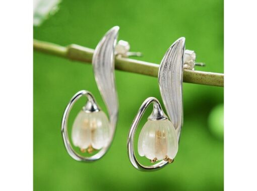 Boucles d'Oreilles porte Bonheur - Muguet argent