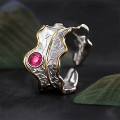 Bague goutte d'Eau rouge - Argent