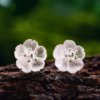Boucles d'oreilles fleur sous la pluie - argent S925 et cristal transparent
