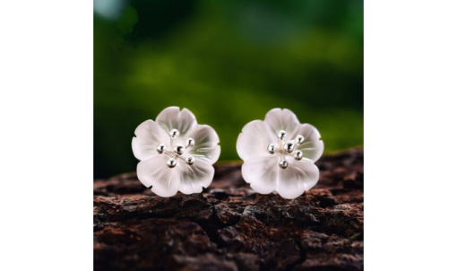 Boucles d'oreilles fleur sous la pluie - argent S925 et cristal transparent