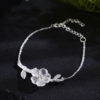 bracelet fleur sous la pluie argent