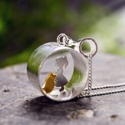 Pendentif en argent l'enfant et le chat