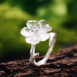 bague fleur sous la pluie argent