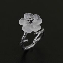 bague fleur sous la pluie argent vieilli