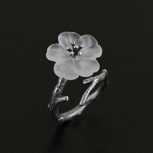 bague fleur sous la pluie argent vieilli