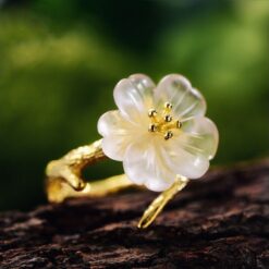 bague fleur sous la pluie doré