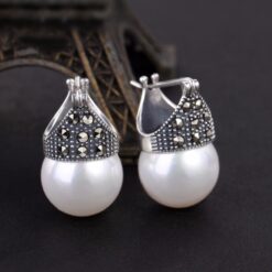 Boucles d'oreilles Argent vieilli et perle