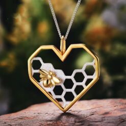 Pendentif Coeur - Nid d'Abeille