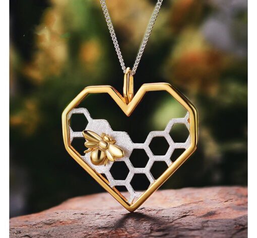 Pendentif Coeur - Nid d'Abeille