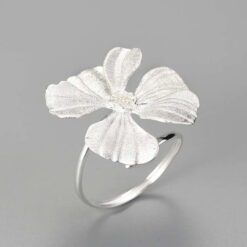 bague fleur épanouie argent