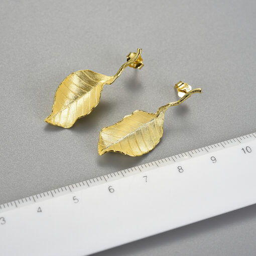 Boucles d'oreilles Feuille d'automne - Argent – Image 3