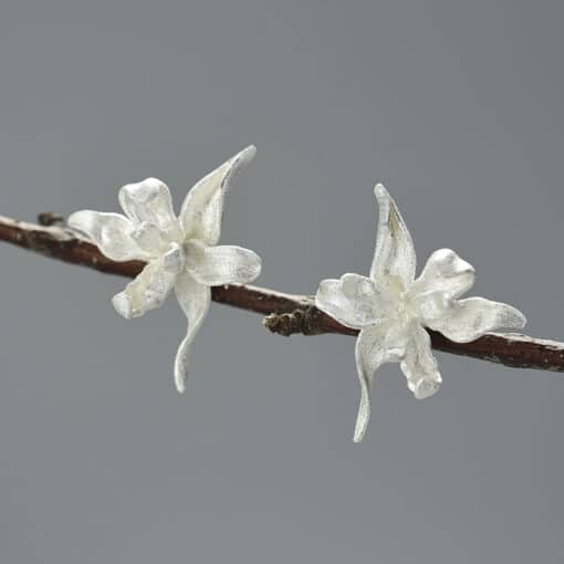 boucles d'oreilles iris d'argent