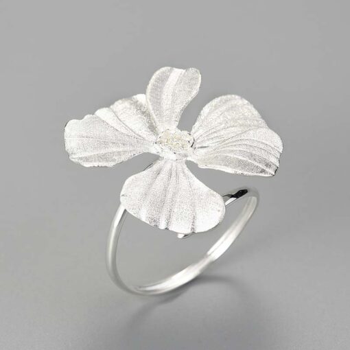 bague fleur épanouie argent