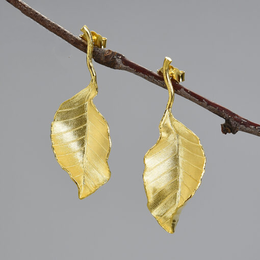 Boucles d'oreilles feuille d'automne dorées