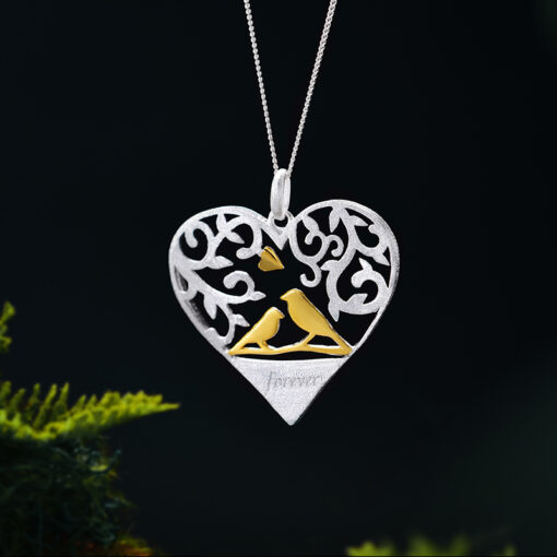 pendentif coeur - couple d'oiseau