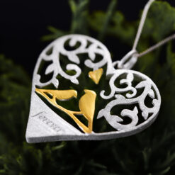 pendentif coeur - couple d'oiseau