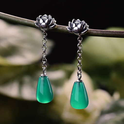 boucles d'oreilles pendantes agate - argent vieilli