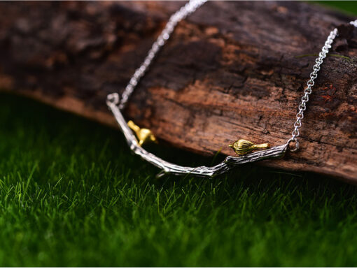 collier couple d'oiseau argent