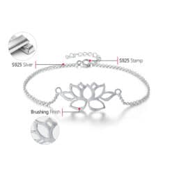 Bracelet fleur de lotus argent (détail)