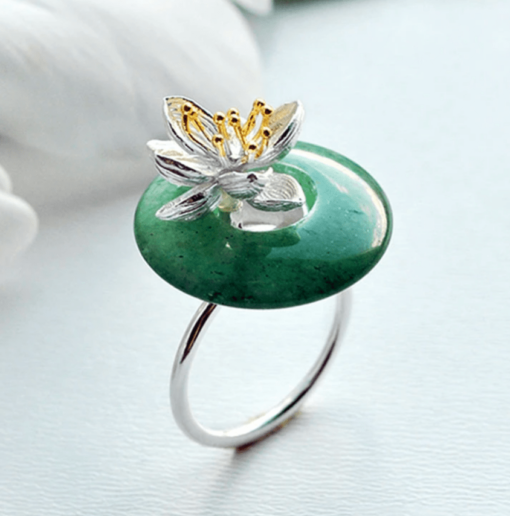 Bague originale le nénuphar vert