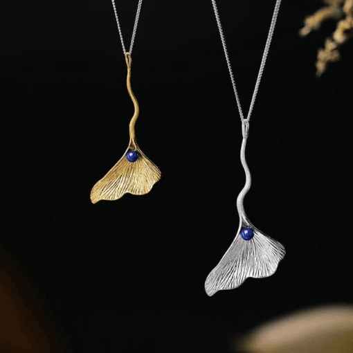 Pendentif feuille de Ginkgo duo